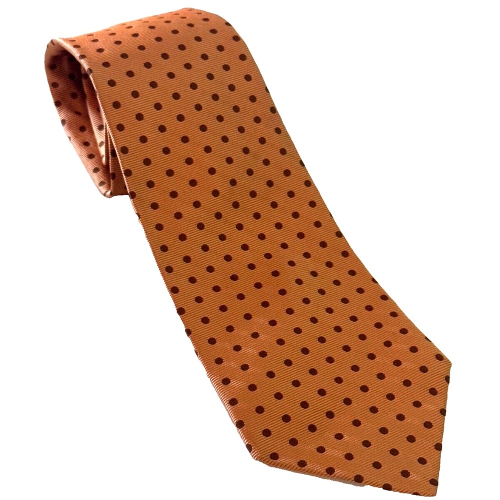 Kiton 7 Fold Neck Tie Gold Geometric Maroon Burgundy Dots Silk 3.75" x 59" Italy